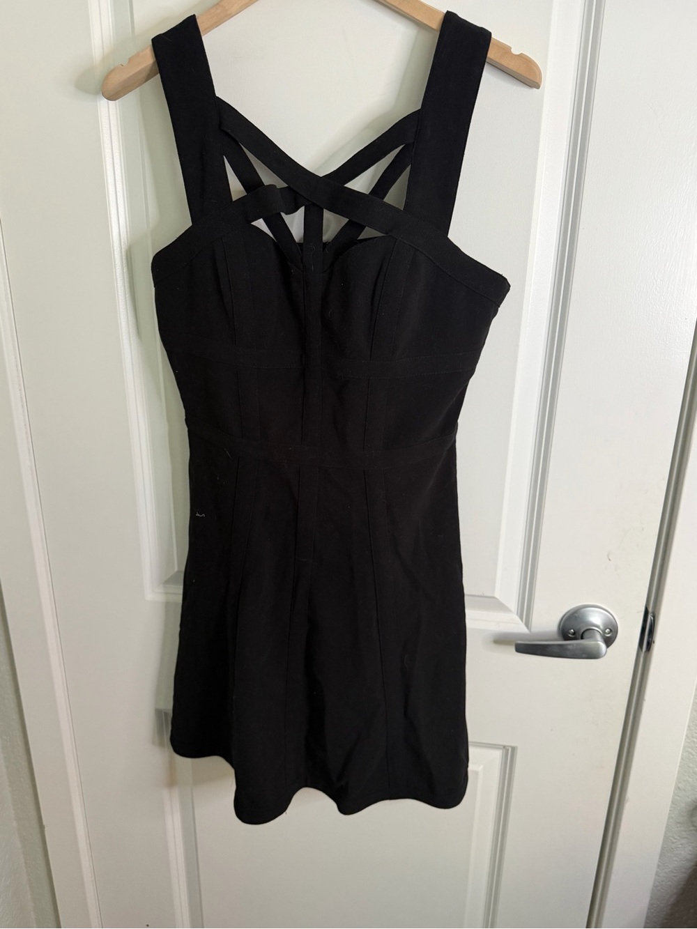 BCBGMaxAzria Black Strappy Fit & Flare Mini Dress